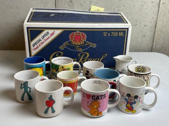 Retro Ceramic Mug Lot, GUMBY 1980s, Tiffany & Co, Disney, Looney Tunes, MORE