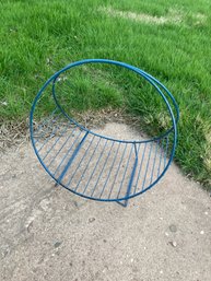 Blue Mid Century Metal Magazine / News Paper /firewood Holder