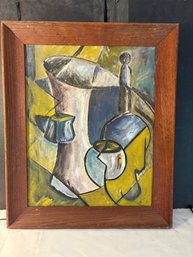 Abstract Framed Oil Painting Cubism