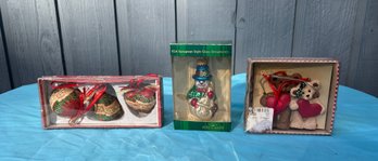 3 New In Box Christmas Ornaments.