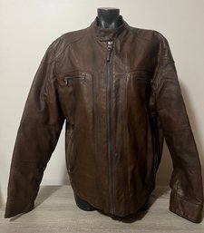 Men's Brown Calvin Klein Size Medium Faux Lather Jacket