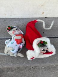 2 Vintage 1990s AnnaLee Christmas Dolls Figures