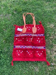Free People Large Red Tote New With Tags