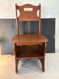 Vintage Wooden Folding Library Chair Ladder