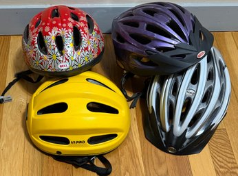 Group Of 4 Bike Helmets