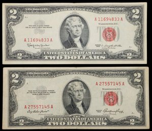1953/1963 Legal Tender U.S. Note Red Seal Pair