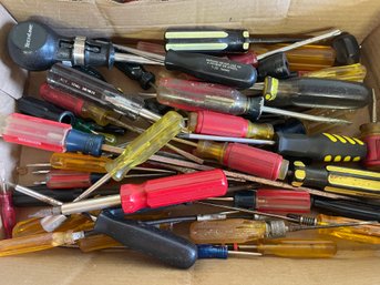 Huge Box Lot Of Screwdrivers