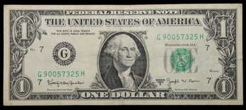 1963-B One Dollar Barr Note Federal Reserve Note Green Seal