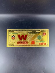 Collectible Washington Commanders Gold Foiled Bill