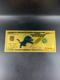 Collectible Detroit Lions Gold Foiled Bill