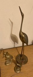Three Vintage Brass Bird Figures