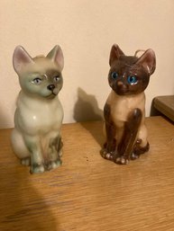 Two Mid Century Cat Candles