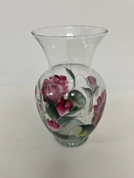 Pink Roses Glass Vase