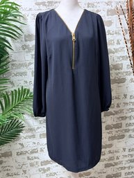 Chic MSK Size 8 Navy Blue Dress With Zipper Neck Line Details