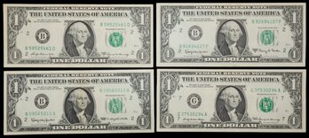 (4) 1960's $1 Federal Reserve Note Green Seal Crisp Uncirculated