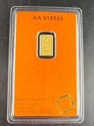 Valcambi Suisse 1/2 Gram .999.9 Fine Gold Bar