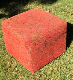 Vintage Red Paisley Lounge Stool, Foot Stool