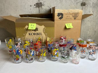 BOX LOT, Vintage Collectible & Cartoon Tumblers, McDonalds, Wonder Woman, Huey, Looney Tunes, Polly, MORE!