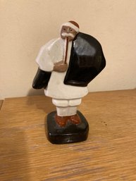 Vintage Porcelain Figure Of Man With Pipe And Red Hat