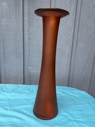 Vintage Tall Amber Brown Glass Vase