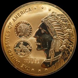 1909-O Indian Head Half Eagle Commemorative 'Native American Coins Of The U.S.' Layered In 24k Gold