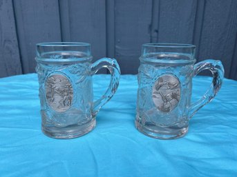 Fort Pewter Fishing Beer Mugs / Steins - Set Of 2