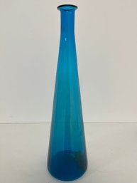 Mid Century Blue Glass Genie Style Vase