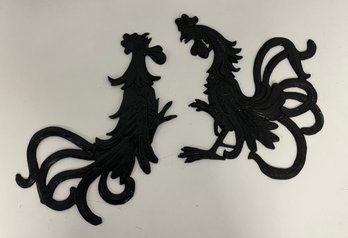 Vintage Black Metal Fighting Roosters