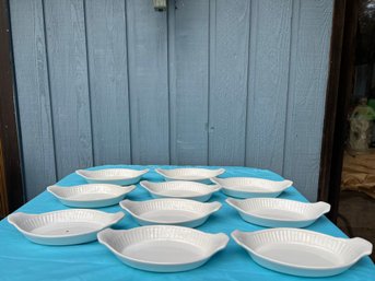 Vintage White Augratin California Pottery Caserole Dishes Oven To Table