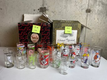 BOX LOT, Collectible & Cartoon Tumblers, Casper Lounge, Elmer Cow, Looney Tunes, Ralph, Peanuts Snoopy, MORE