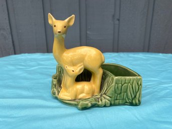 Vintage Shawnee USA Art Pottery Deer Doe Baby Fawn Ceramic Planter Vase #669