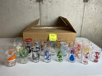 RARE 1930s Disney Swanky Swigs & Cartoon Tumblers, Snow White Donald Duck, Sneezy, Little Pig, Billybee, MORE!