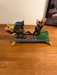 Cast Iron Bank, Barber And Man In Barber Chair