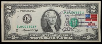 $2 Green Seal 10522 Dobbs Ferry Canceled Banknote