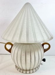 1939 Czechoslovakia Ribbed Frosted Glass Table Lamp