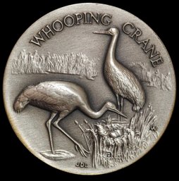 0.925 Fine Silver 1.1 Oz Medal Longines Symphonette Sterling Whooping Crane Wildlife Series