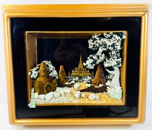Jade Stone Thai Temple Shadow Box