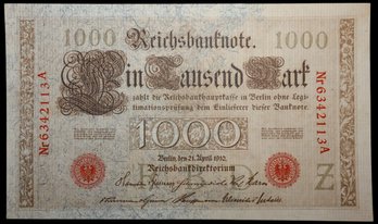 1910 Germany 1000 Mark Banknote Crisp Uncirculated