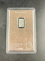 Valcambi Suisse 1 Gram .999.5 Fine Platinum Bar