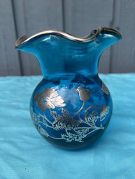 Vintage Blue Silver Overlay Bowl Base