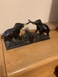 Vintage Cast Metal Elephant Bookends
