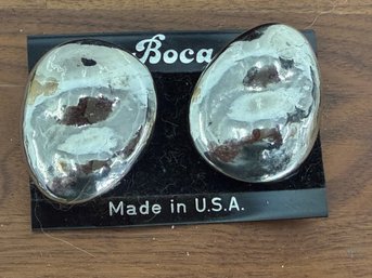 Vintage Silver-tone Clip On Earrings