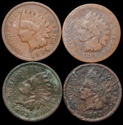 1881, 1903, 1904, 1905 Indian Cents Group