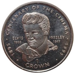1895-1995 Elvis Presley Centenary Of The Cinema 1 Crown Coin