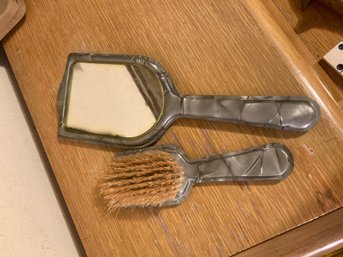 Unique Vintage Vanity Brush And Mirror