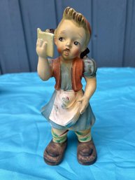 Vintage Ceramic Hummel Type Girl With Book Figurine Retro Decor