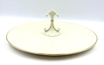 Vintage Lenox Chateau Collection Serving Tray W/ 24 KT Gold Decorated Center Handle