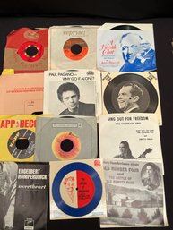 Interesting Collection Of 45 Vinyl Records Sinatra Humperdinck Louis Armstrong Vera Vanderlaan