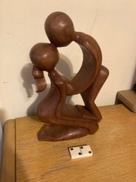 Kissing Couple Wood Sculpture