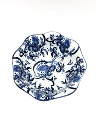 Vintage Nantucket Home Blue & White Paisley Vine Leaves Bowl